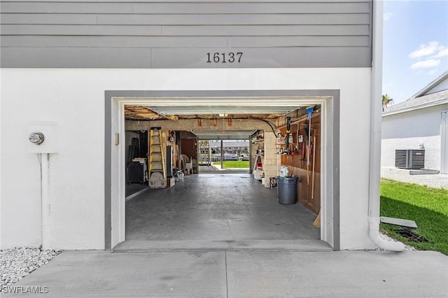 garage featuring central air condition unit