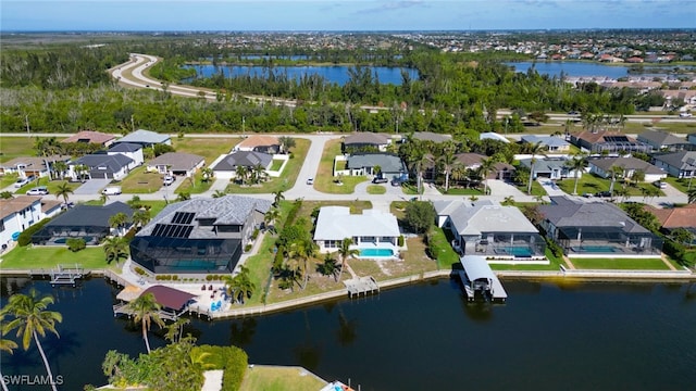 bird's eye view featuring a water view