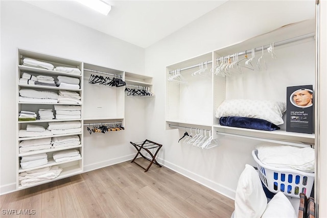 spacious closet with wood-type flooring