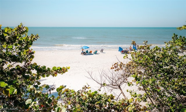 view of water feature featuring a view of the beach