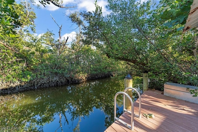 view of dock featuring a water view