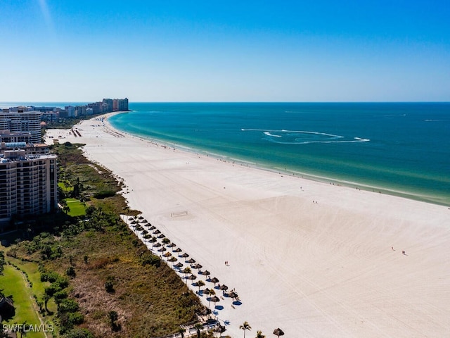 property view of water with a beach view