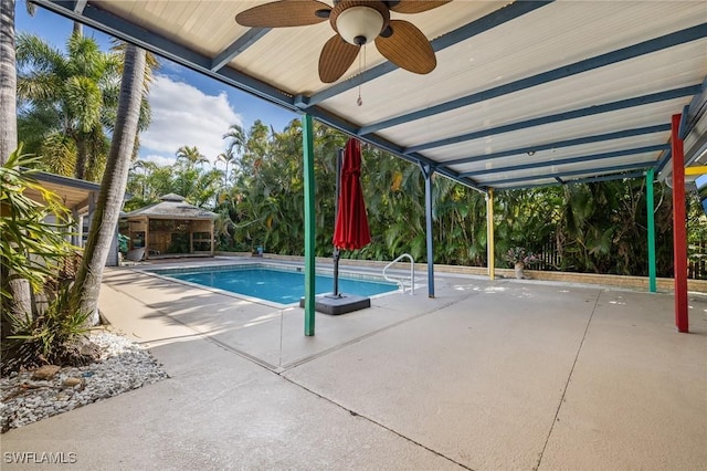 view of pool featuring a gazebo and a patio