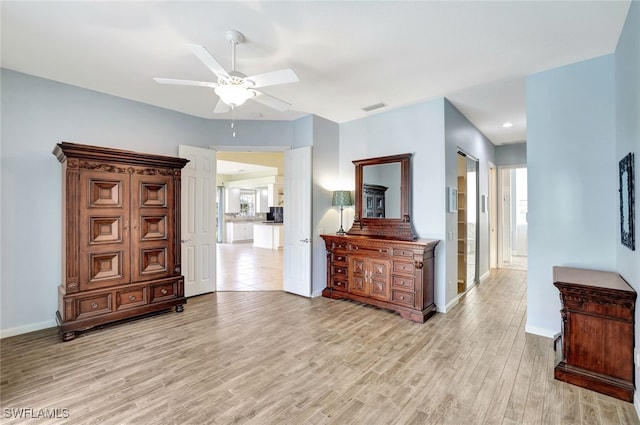 interior space with light hardwood / wood-style floors