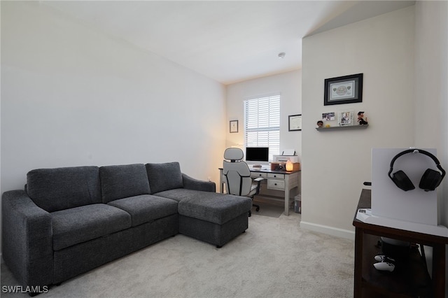 living room featuring light colored carpet