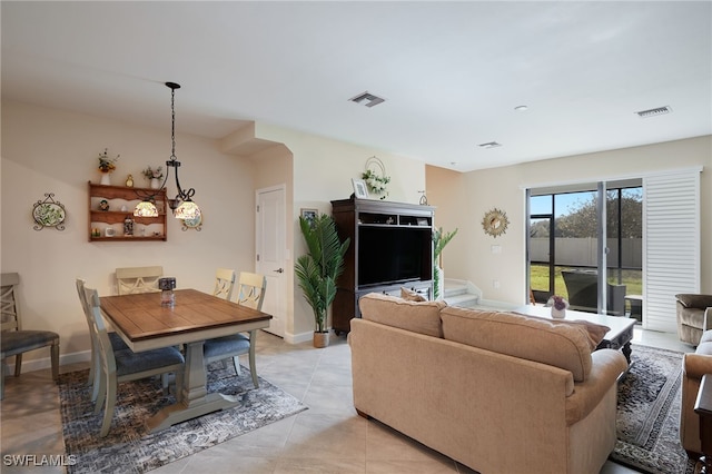 view of tiled living room