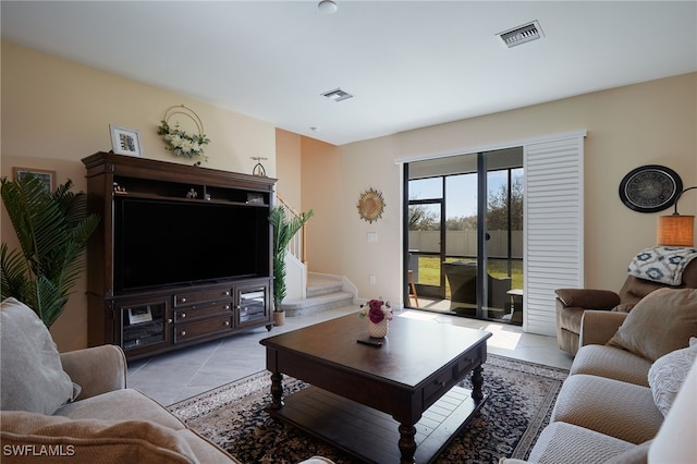 view of tiled living room