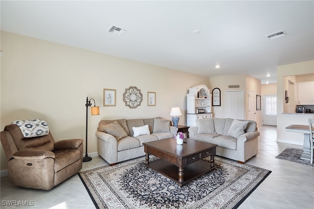 view of tiled living room