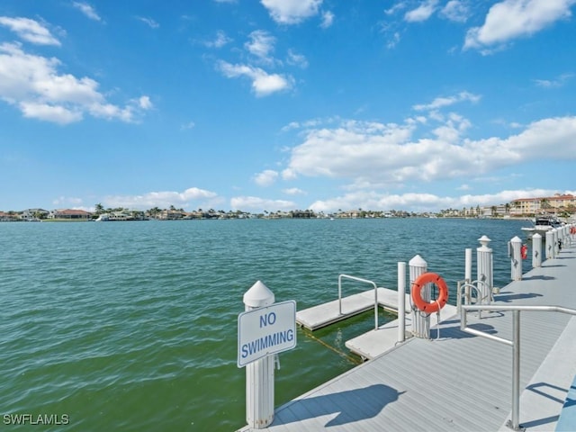 view of dock featuring a water view