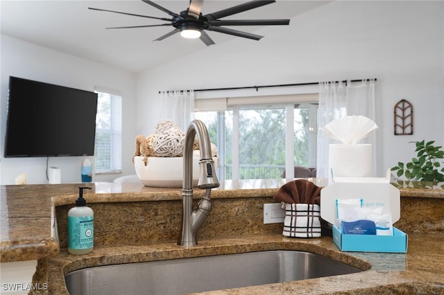 room details featuring sink and ceiling fan