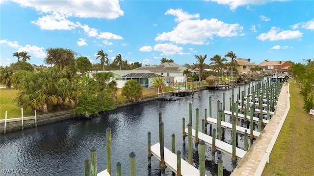 dock area featuring a water view