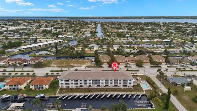 bird's eye view featuring a water view