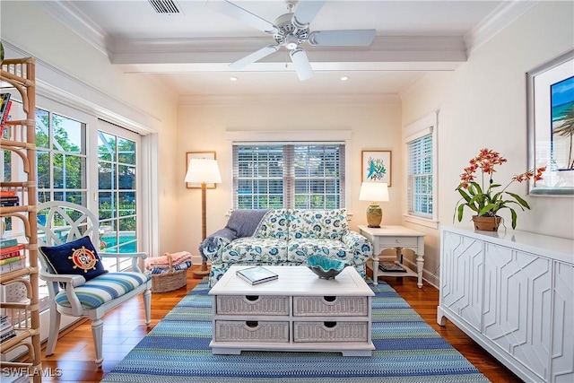 interior space featuring ceiling fan