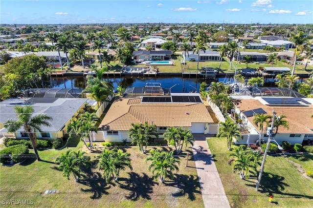 bird's eye view featuring a water view