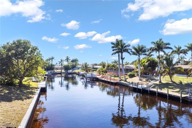 view of water feature featuring a dock