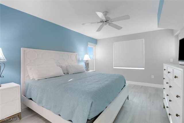 bedroom featuring ceiling fan