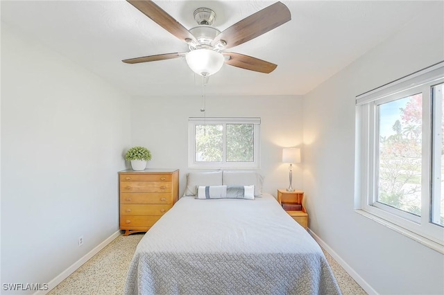 bedroom featuring ceiling fan