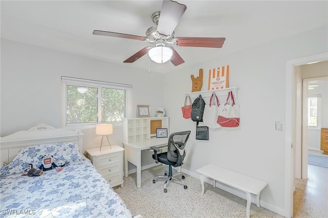 bedroom featuring ceiling fan