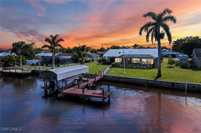 dock area featuring a water view