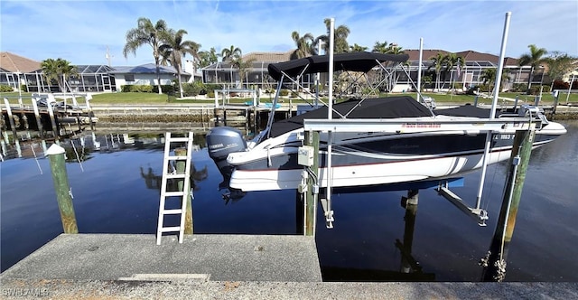 dock area featuring a water view