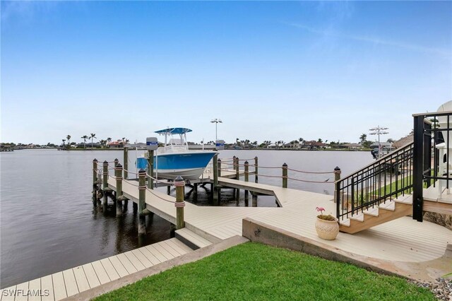 dock area featuring a water view