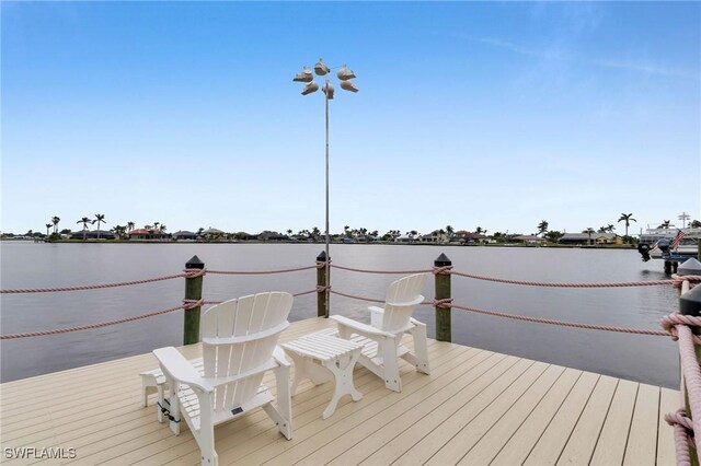 view of dock featuring a water view