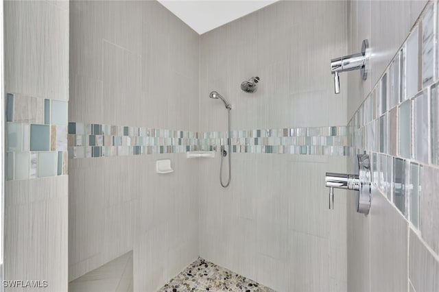 bathroom with tiled shower