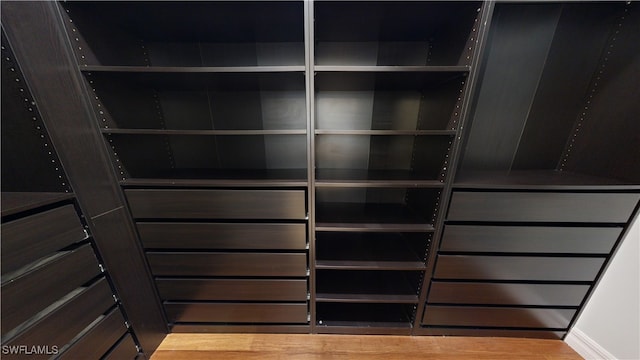 walk in closet featuring wood-type flooring