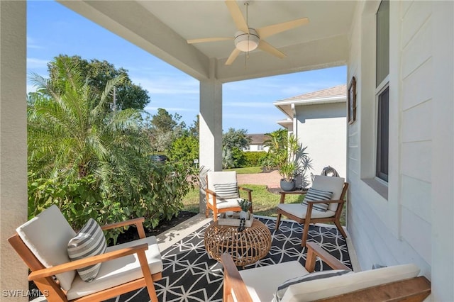 view of patio with ceiling fan