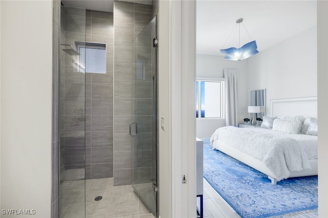 bathroom featuring walk in shower