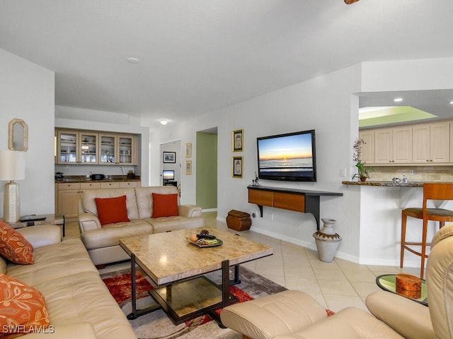 view of tiled living room