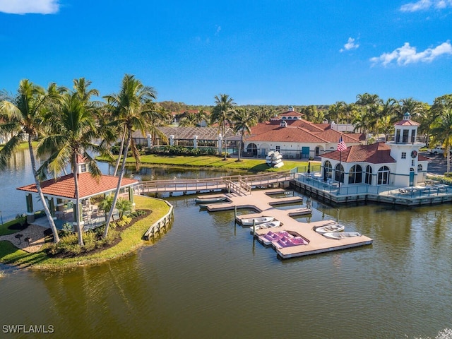 exterior space with a boat dock