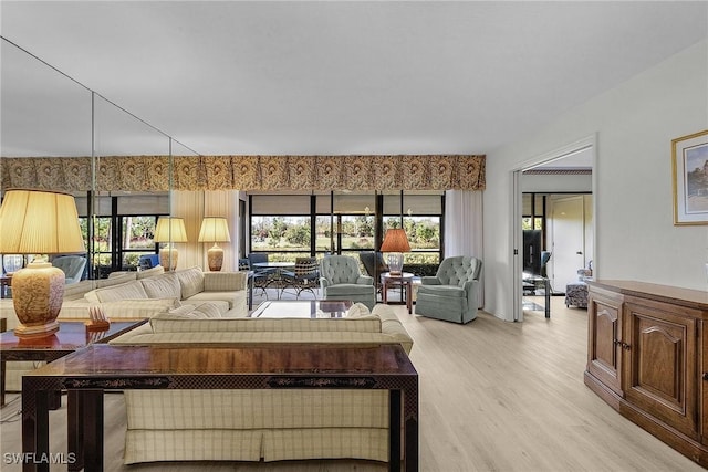 living room with light wood-type flooring