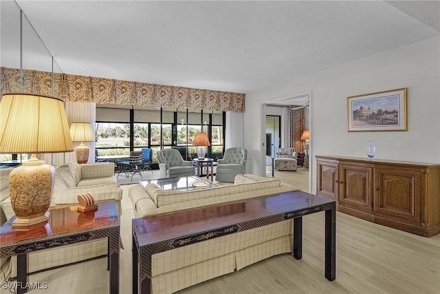 living room featuring light hardwood / wood-style flooring