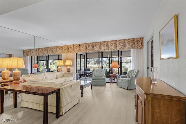 living room featuring light hardwood / wood-style flooring