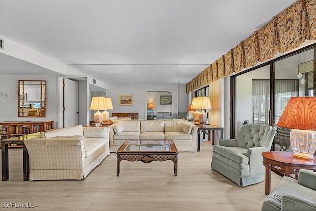 living room featuring light hardwood / wood-style flooring