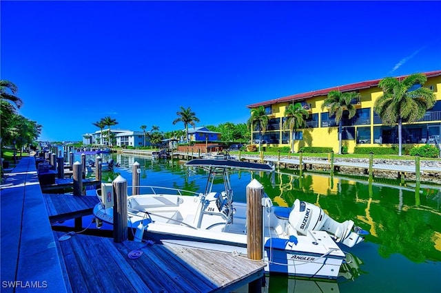 view of dock featuring a water view