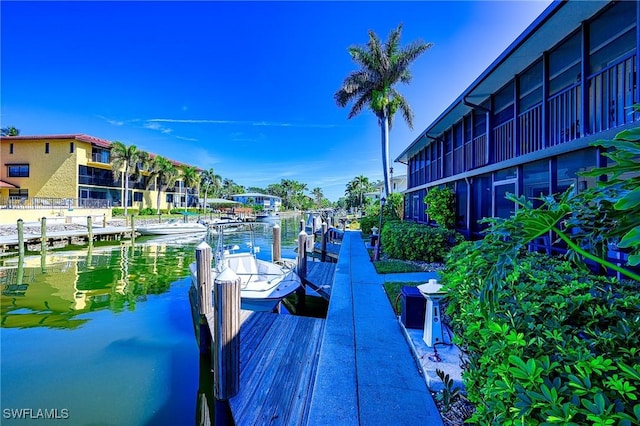 dock area featuring a water view