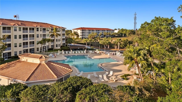 view of pool featuring a patio area