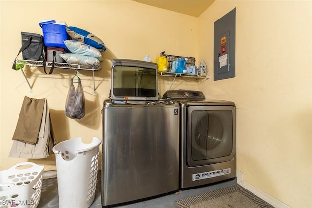 laundry area featuring separate washer and dryer and electric panel