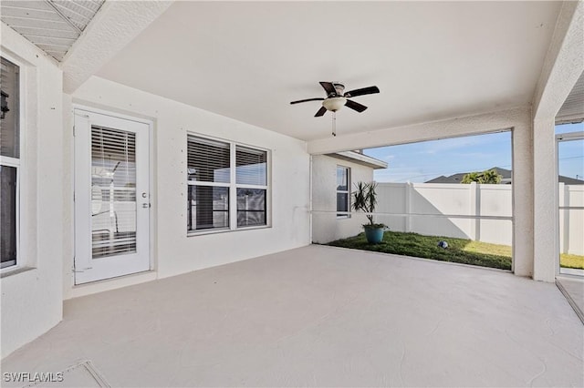 view of patio / terrace featuring ceiling fan