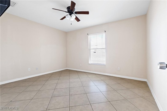 spare room featuring ceiling fan