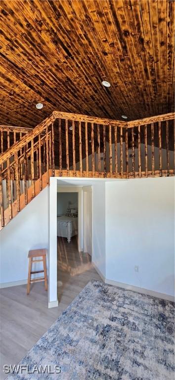 interior space with wood ceiling