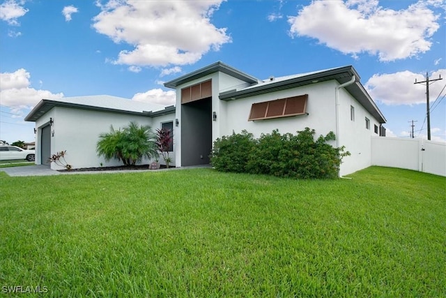 contemporary house with a front lawn