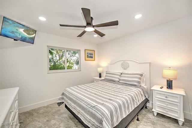 bedroom featuring ceiling fan