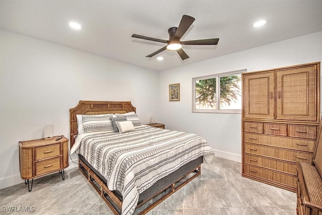 bedroom featuring ceiling fan