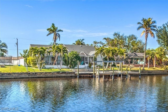 property view of water with a boat dock