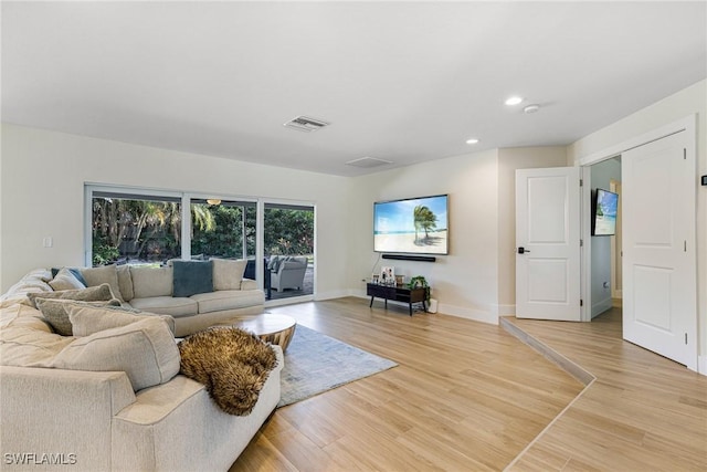 living room featuring light hardwood / wood-style flooring