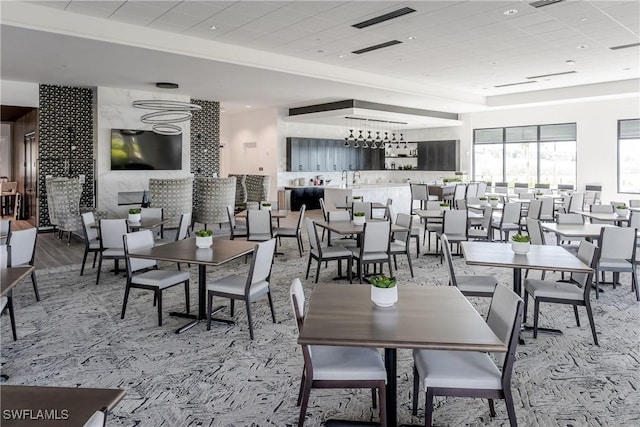 dining area featuring light hardwood / wood-style floors