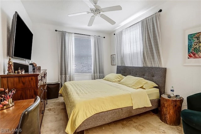 bedroom featuring ceiling fan